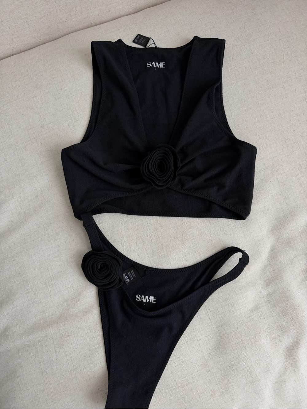 Rosette bikini top and bottom
